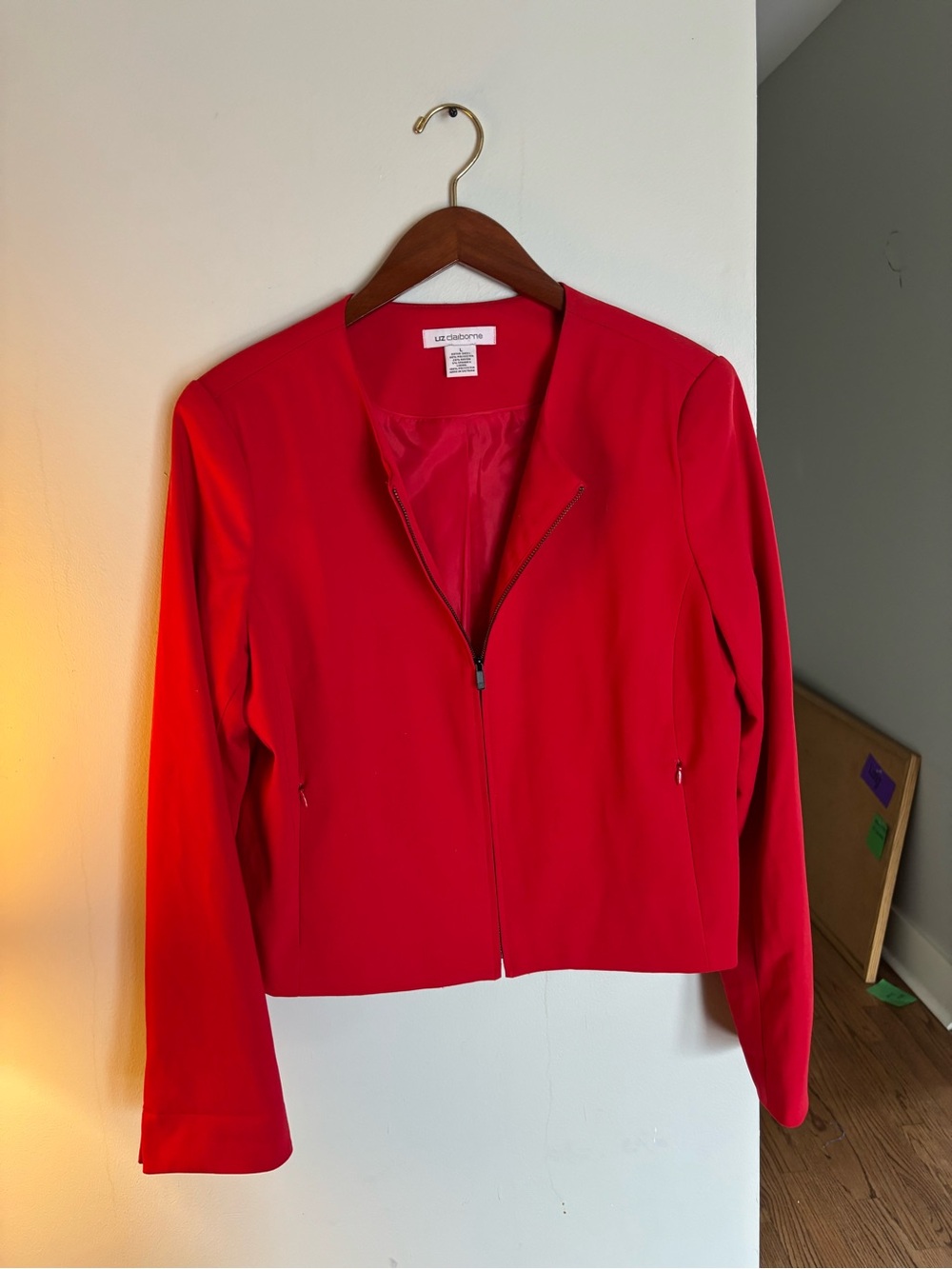 Liz Claiborne Women's Bright Red Zip-Front Blazer